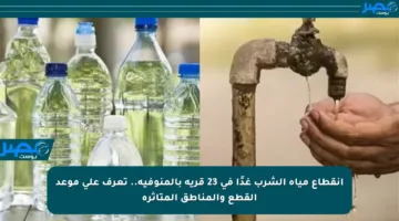انقطاع مياه الشرب غدًا في 23 قرية بالمنوفية.. تعرف على موعد القطع والمناطق المتأثرة